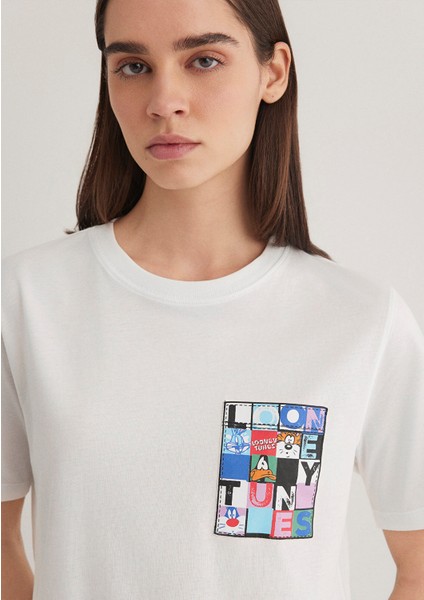 Looney Tunes Baskılı Beyaz Tişört 1613267-70057