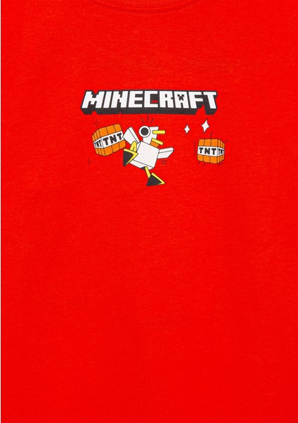 Minecraft Baskılı Kırmızı Tişört 6610343-88523