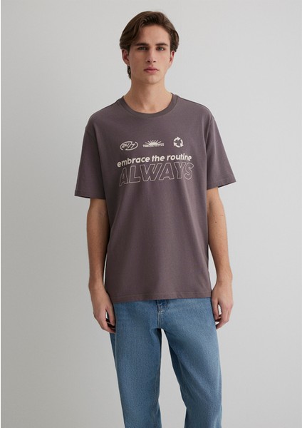 Always Baskılı Mor Tişört 0612722-86683