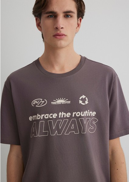 Always Baskılı Mor Tişört 0612722-86683