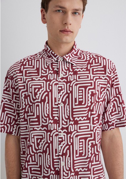 Baskılı Bordo Gömlek 0211536-89926