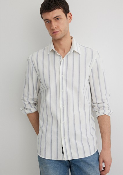 Çizgili Beyaz Gömlek 0211546-87737