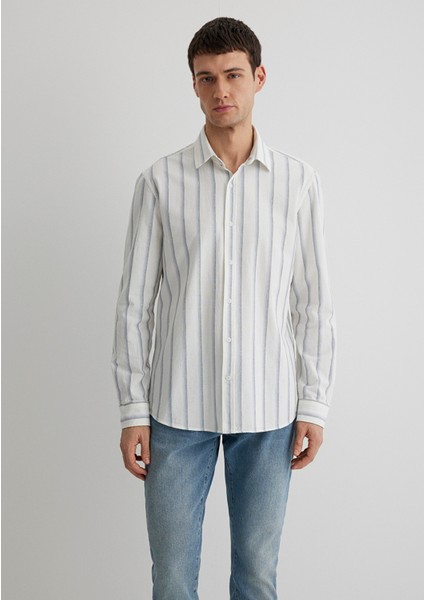 Çizgili Beyaz Gömlek 0211546-87737