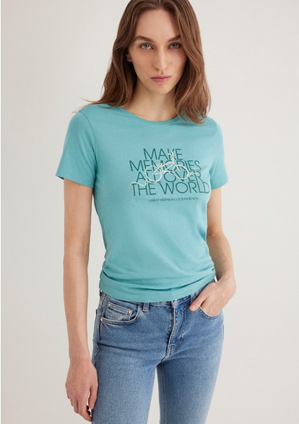 Bisiklet Baskılı Yeşil Tişört 1613190-71823