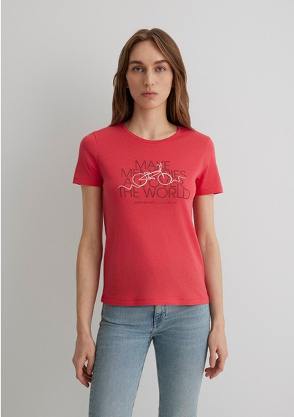 Bisiklet Baskılı Kırmızı Tişört 1613190-71083