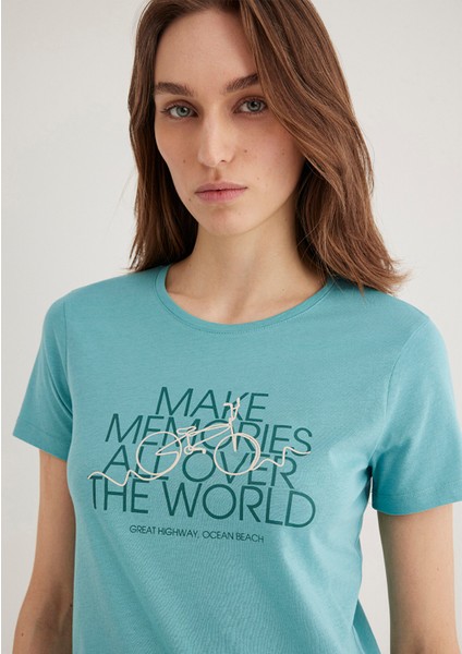 Bisiklet Baskılı Yeşil Tişört 1613190-71823