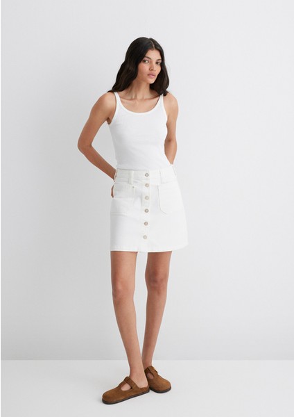 Silvana Gold Premium Kırık Beyaz Jean Etek 1310404-89729