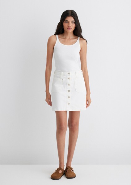 Silvana Gold Premium Kırık Beyaz Jean Etek 1310404-89729