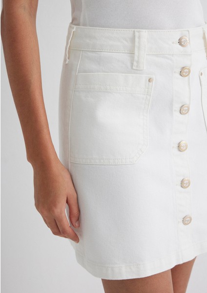 Silvana Gold Premium Kırık Beyaz Jean Etek 1310404-89729
