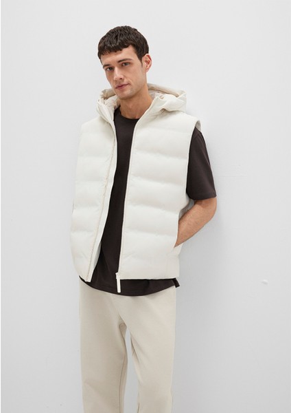 Kapüşonlu Ekru Şişme Yelek 0110619-70134