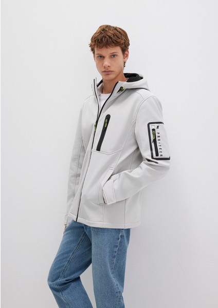 Su İtici Kapüşonlu Gri Scuba Ceket 0110264-70074