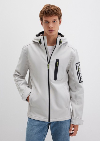 Su İtici Kapüşonlu Gri Scuba Ceket 0110264-70074