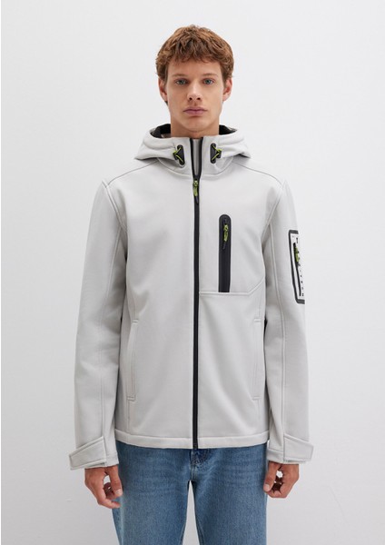 Su İtici Kapüşonlu Gri Scuba Ceket 0110264-70074