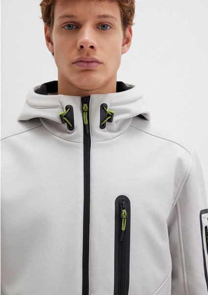 Su İtici Kapüşonlu Gri Scuba Ceket 0110264-70074