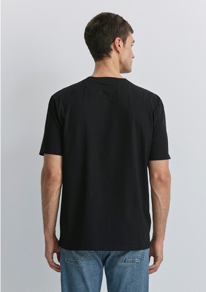 Mavi Patch Logo Baskılı Siyah Tişört 0612579-900