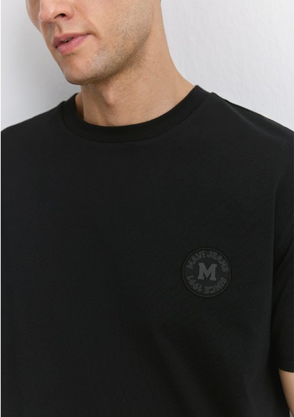 Mavi Patch Logo Baskılı Siyah Tişört 0612579-900