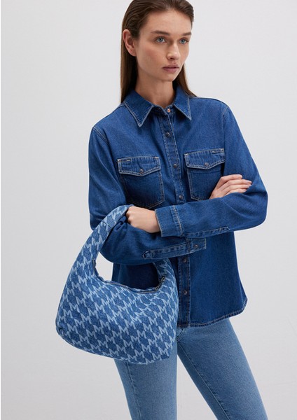 Baskılı Denim El Çantası 1912061-70830