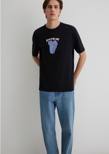 Punch Of Joy Baskılı Siyah Tişört 0612813-900