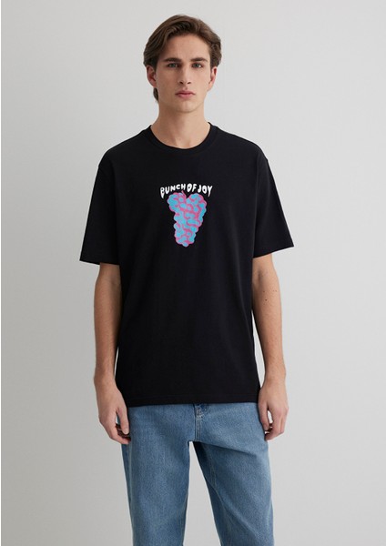 Punch Of Joy Baskılı Siyah Tişört 0612813-900