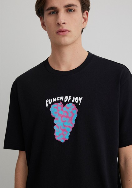 Punch Of Joy Baskılı Siyah Tişört 0612813-900
