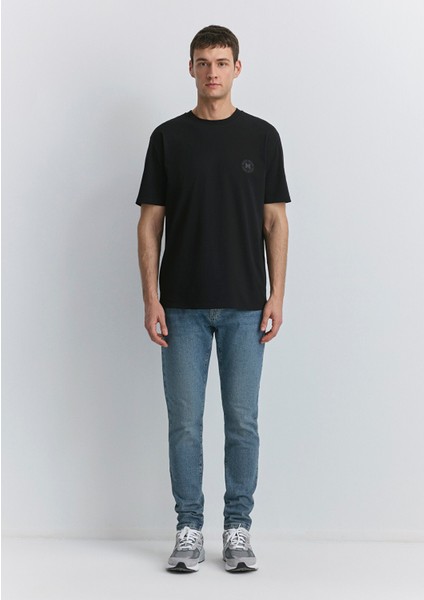 Mavi Patch Logo Baskılı Siyah Tişört 0612579-900