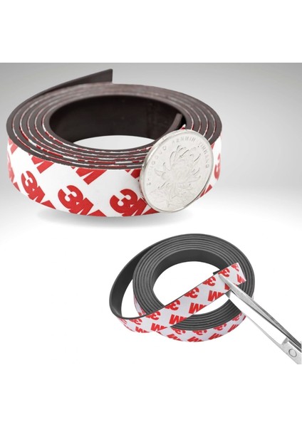Yapışkanlı Şerit Mıknatıs Magnet Kes Kullan Güçlü Sağlam Rulo Çıkarılması Kolay Siyah 2cm x 1 mt (5047) fiyatları