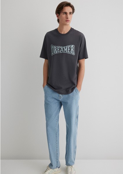 Dreamer Baskılı Gri Tişört 0612807-80955