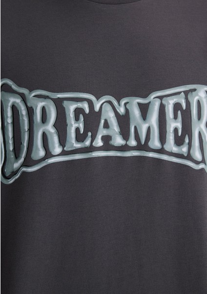 Dreamer Baskılı Gri Tişört 0612807-80955