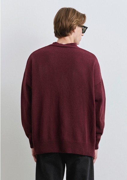 M Baskılı Bordo Hırka 0710288-70414