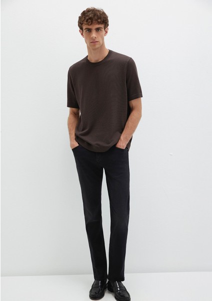 Kısa Kollu Kahverengi Triko Tişört 0710312-70219