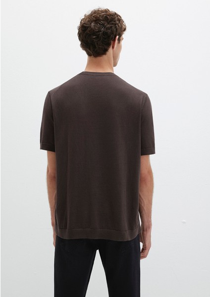 Kısa Kollu Kahverengi Triko Tişört 0710312-70219