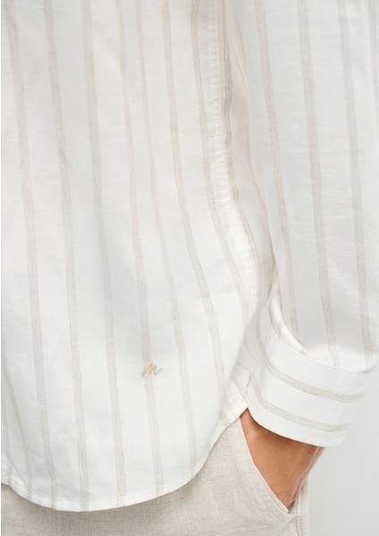 Bej Çizgili Ekru Tencel TM Lyosel Gömlek 0211618-70321