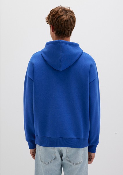 Mavi Logo Baskılı Kapüşonlu Mavi Sweatshirt 067149-70907