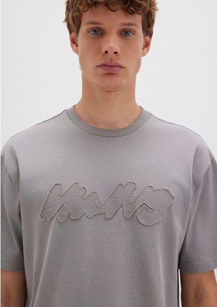 Mvjns Patch Detaylı Gri Tişört 0612915-70076