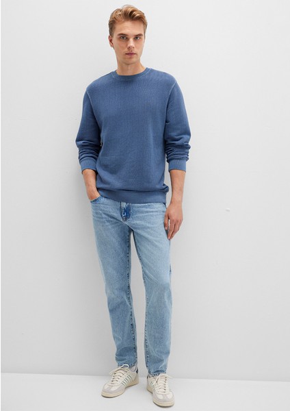 Bisiklet Yaka Mavi Sweatshirt 0S10369-70497