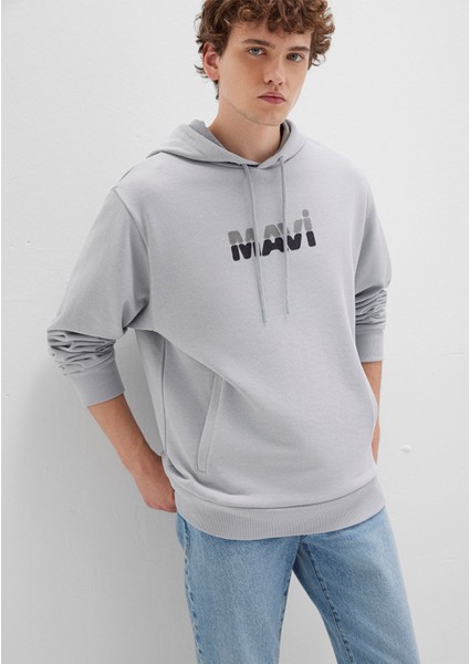 Mavi Logo Baskılı Gri Sweatshirt 0S10395-70075