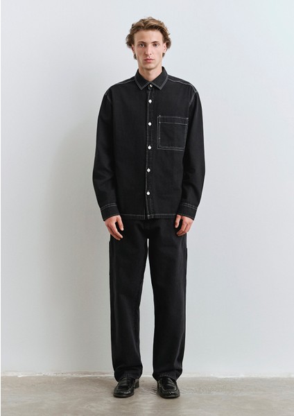 Dikiş Detaylı Siyah Gömlek 0211688-90850