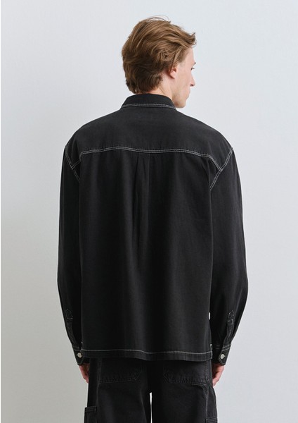 Dikiş Detaylı Siyah Gömlek 0211688-90850