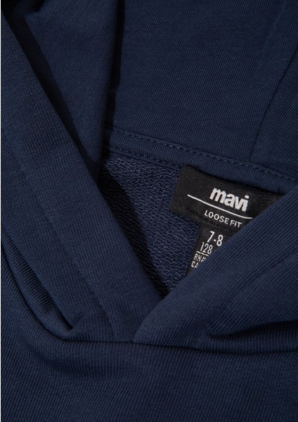 Mavi Jeans Basklı Kapüşonlu Lacivert Sweatshirt 6S10141-82318