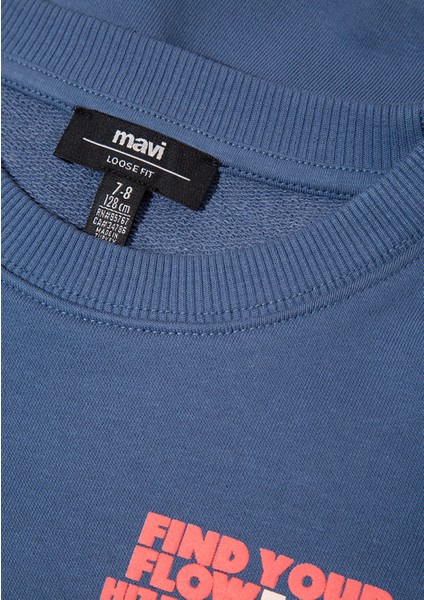 Baskılı Mavi Sweatshirt 6S10128-86702