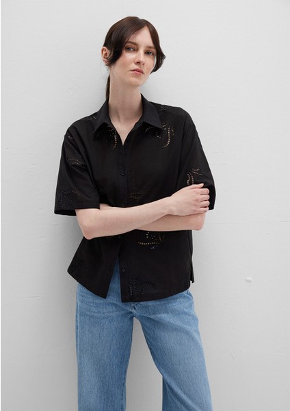 Brode Detaylı Siyah Gömlek 1211186-900