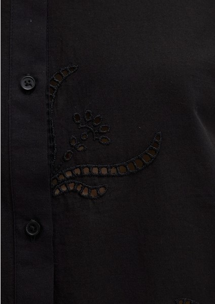 Brode Detaylı Siyah Gömlek 1211186-900