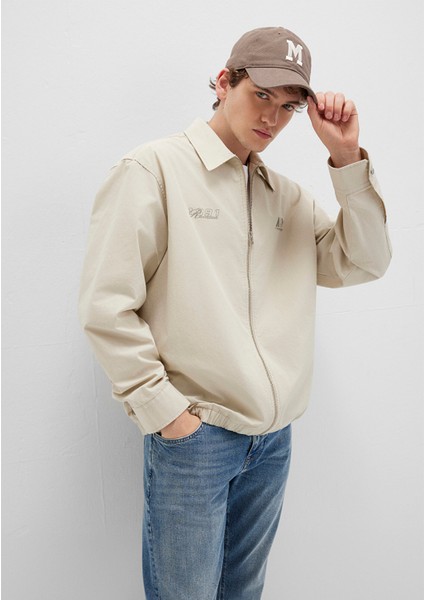 MV Baskılı Ekru İnce Ceket 0211690-70065