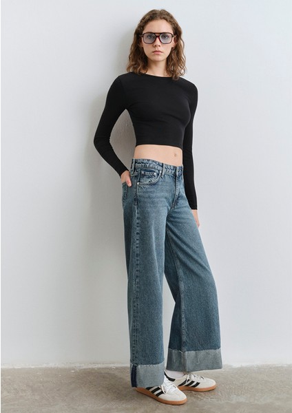 Emilia Classic Denim Puslu Koyu Mavi Jean Pantolon 1012641-90118