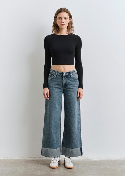 Emilia Classic Denim Puslu Koyu Mavi Jean Pantolon 1012641-90118