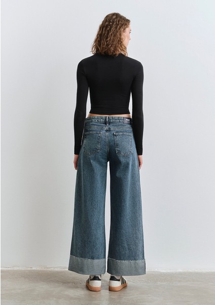 Emilia Classic Denim Puslu Koyu Mavi Jean Pantolon 1012641-90118