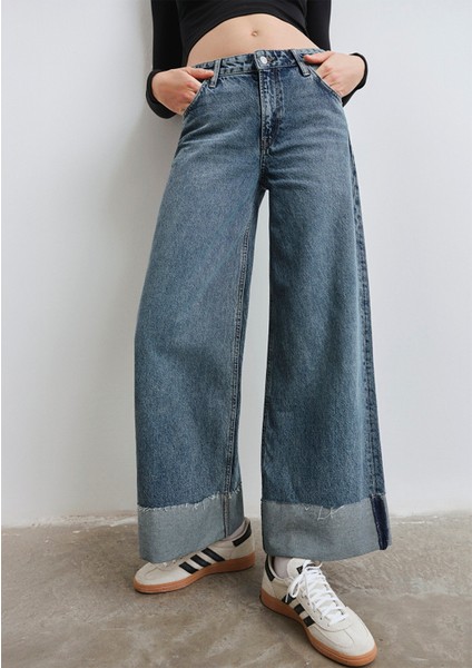 Emilia Classic Denim Puslu Koyu Mavi Jean Pantolon 1012641-90118