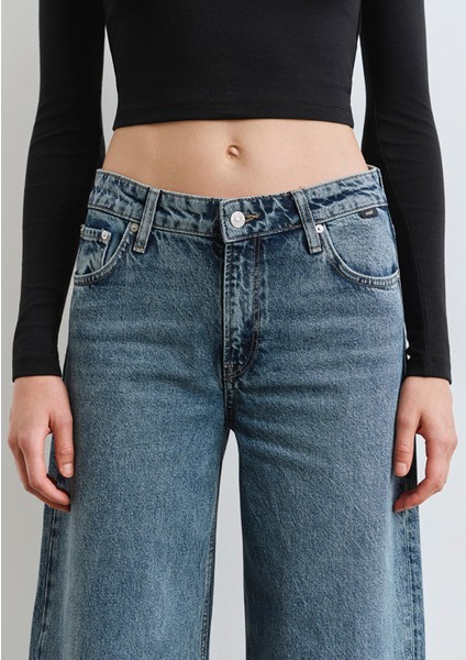 Emilia Classic Denim Puslu Koyu Mavi Jean Pantolon 1012641-90118