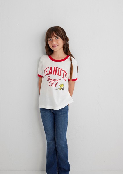 Peanuts Baskılı Ekru Tişört 7610371-70057