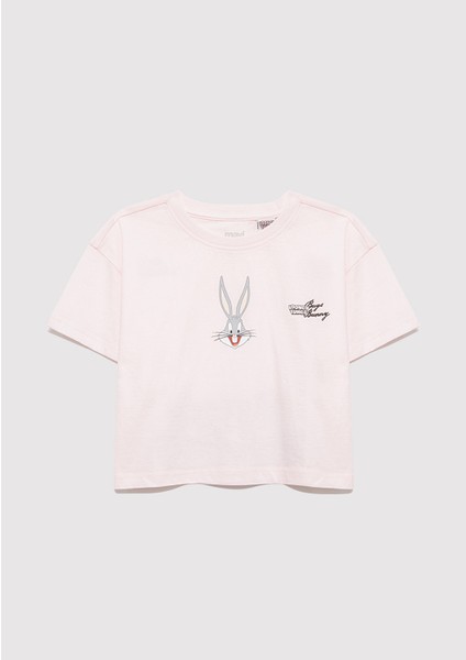 Bugs Bunny Baskılı Pembe Tişört 7610369-90773